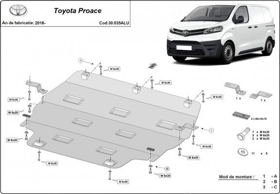 Aluminium  sump guard for Toyota Proace