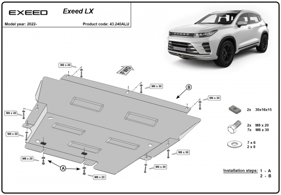Aluminum sump guard for Exeed LX