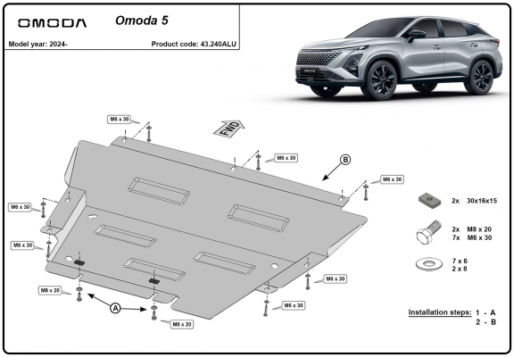 Aluminum sump guard for Omoda 5