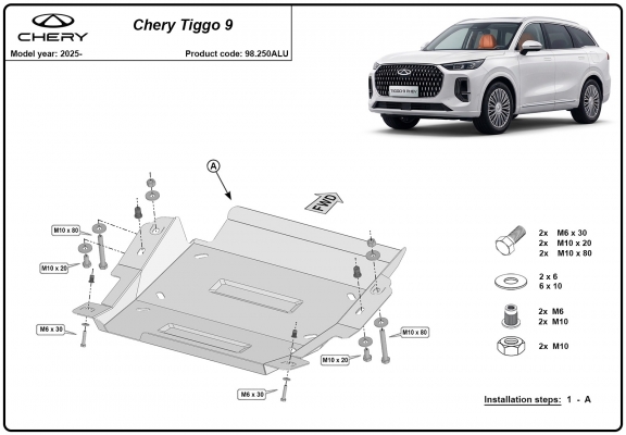 Aluminum diferential guard for Chery Tiggo 9