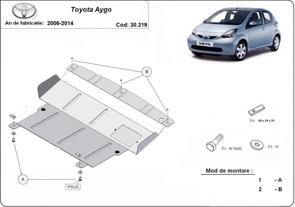 Steel sump guard for Toyota Aygo AB10
