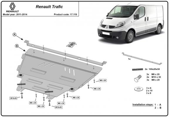 Steel sump guard for Renault Trafic 2 (2011-2014)