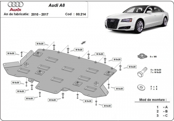 Steel gearbox guard for Audi A8
