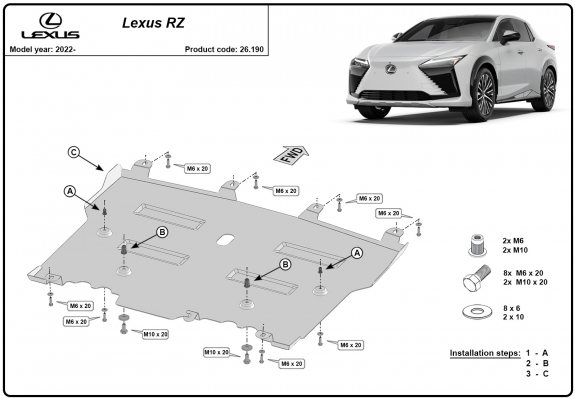 Steel sump guard for Lexus RZ