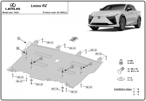 Aluminum sump guard for Lexus RZ