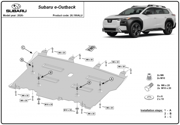 Aluminum sump guard for Subaru E-Outback