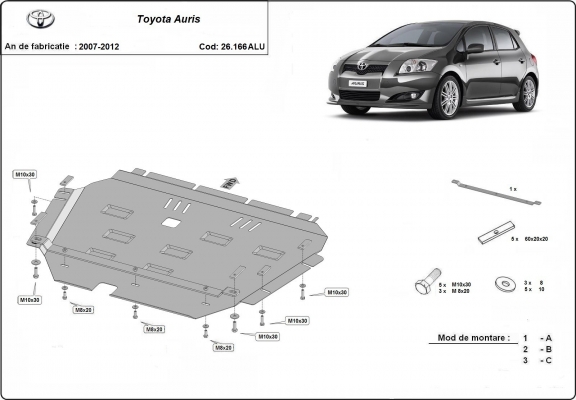 Aluminum sump guard for Toyota Auris