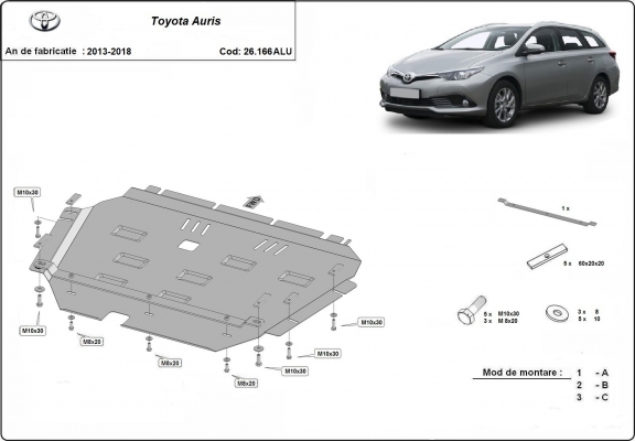 Aluminum sump guard for Toyota Auris