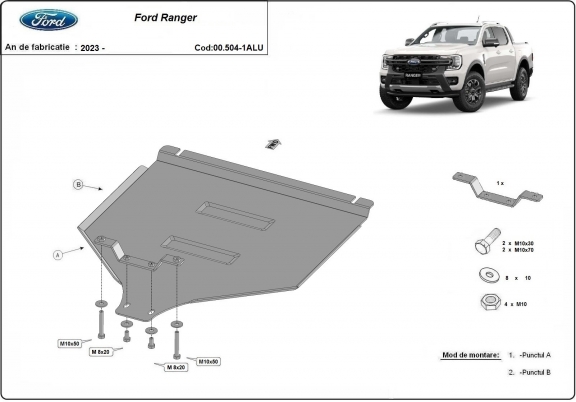 Aluminum gearbox guard for Ford Ranger