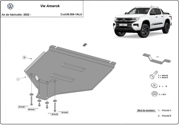 Aluminum gearbox guard for Volkswagen Amarok