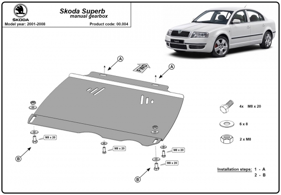 Steel manual gearbox guard  Skoda Superb