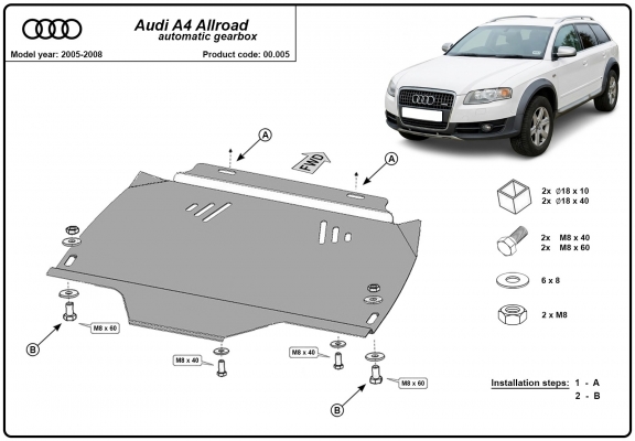 Steel automatic gearbox guard forAudi A4  B7 All Road