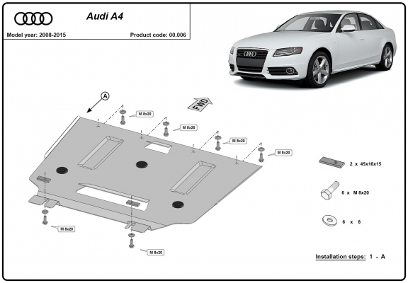 Steel gearbox guard for Audi A4 4 B8