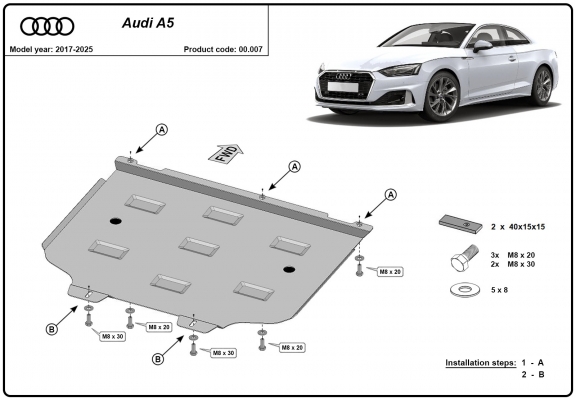 Steel gearbox guard for Audi A5