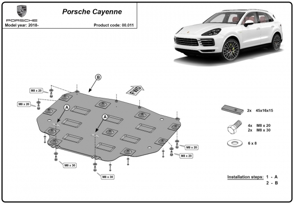 Steel gearbox guard for Porsche Cayenne