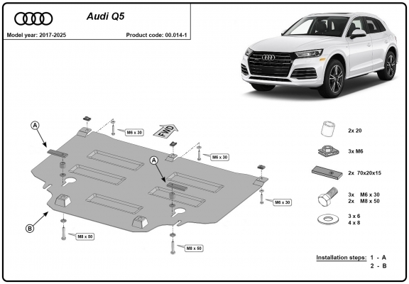 Steel gearbox guard for Audi Q5