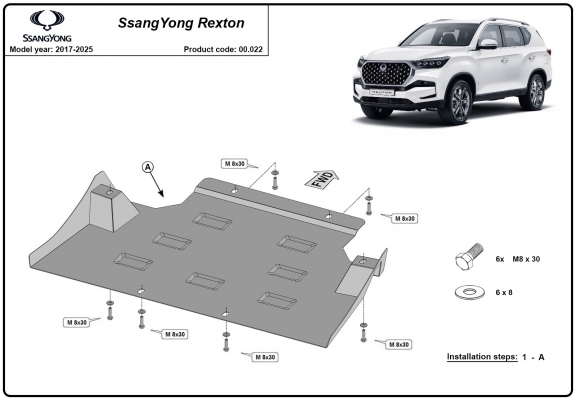 Steel gearbox guard for SsangYong Rexton