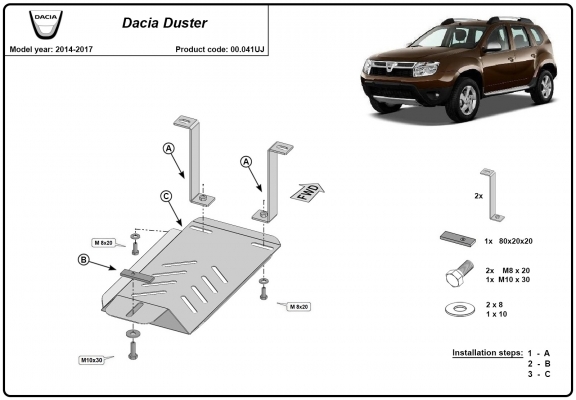 Steel diferential guard for Dacia Duster 4x4