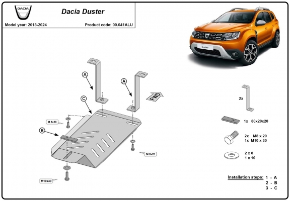 Aluminum diferential guard for Dacia Duster 4x4