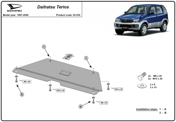 Steel gearbox guard for Daihatsu Terios