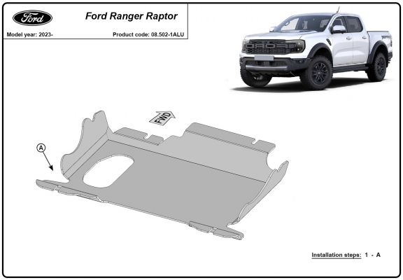 Aluminum sump guard for Ford Ranger Raptor