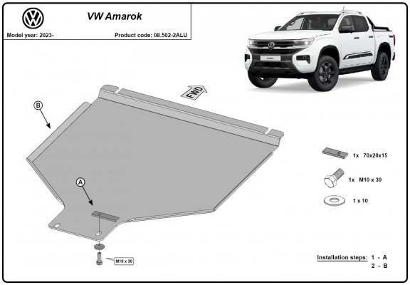 Aluminum gearbox guard for Volkswagen Amarok