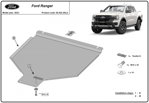 Aluminum gearbox guard for Ford Ranger