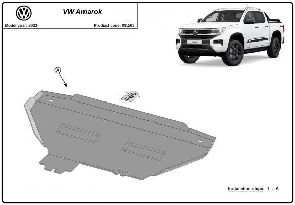 Steel radiator guard for Volkswagen Amarok 2 