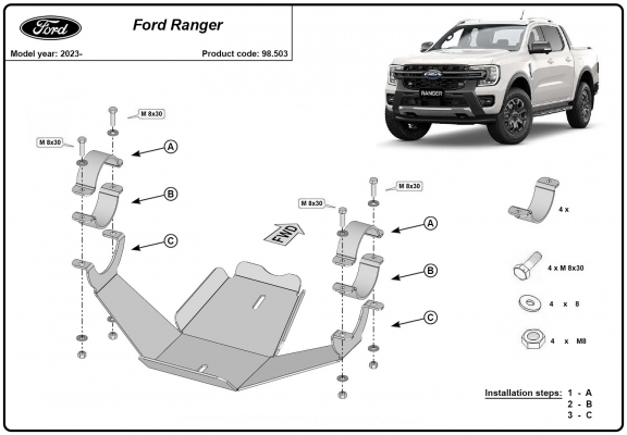Steel differential guard for Ford Ranger