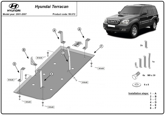 Steel fuel tank guard  for Hyundai Terracan