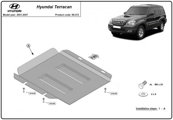 Steel  transfer case guard Hyundai Terracan