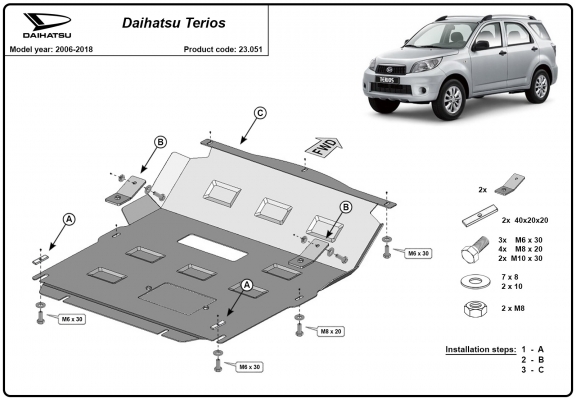 Steel sump guard for Daihatsu Terios