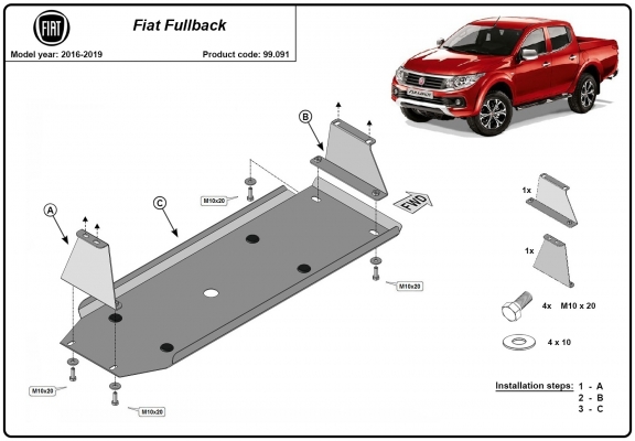 Steel fuel tank guard  for Fiat Fullback