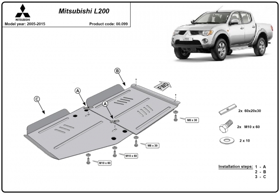 Steel gearbox  guard for Mitsubishi L 200
