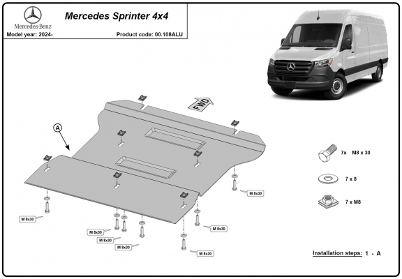 Aluminum gearbox guard for Mercedes Sprinter 4x4