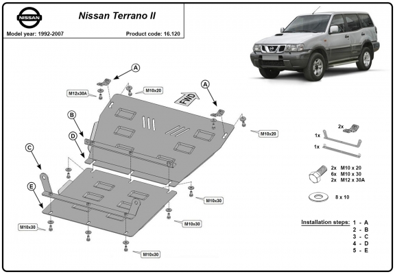 Steel sump guard for Nissan Terrano II