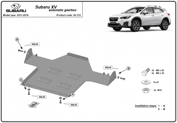 Steel automatic gearbox guard for Subaru XV