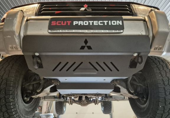 Steel sump guard for the protection of the engine and the radiator for Mitsubishi Shogun 3 (V60, V70)