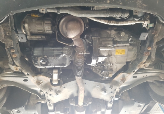 Steel sump guard for the protection of the engine and the gearbox for Mini Cooper R56