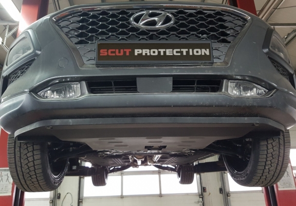 Steel sump guard for Hyundai Kona