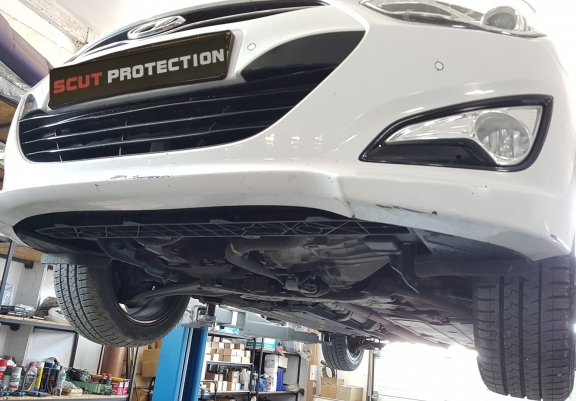 Steel sump guard for the protection of the engine and the gearbox for Hyundai i40