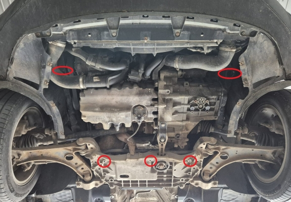 Steel sump guard for the protection of the engine and the gearbox for Audi A3